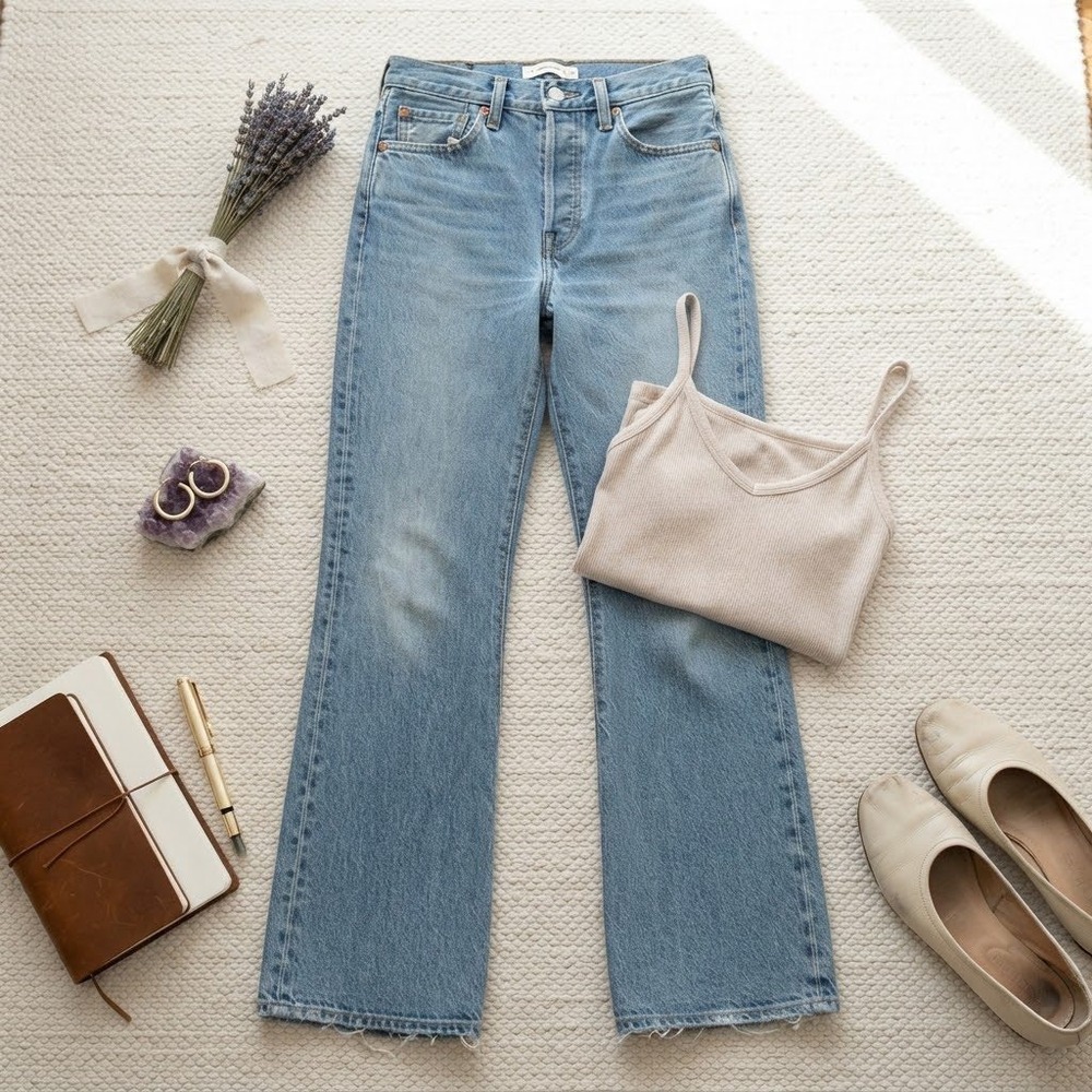 Levis Wedgie Bootcut High Rise Button Fly Blue Jeans Size 28